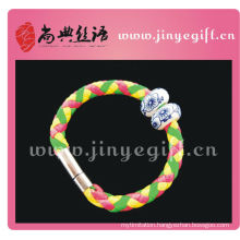 ShangDian Hand Crafted Colorful Tube Leather Wirstband